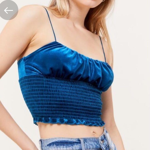 🌈Urban Outfitters🌈 turquoise velvet crop top - Picture 2 of 5
